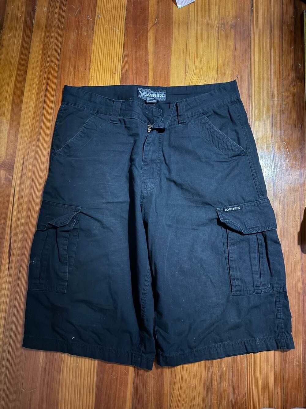 Avirex Men's Black Ripstop Cargo Shorts